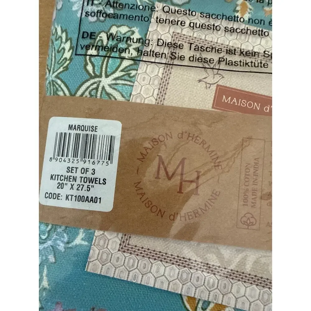 Maison d' Hermine Kitchen Towels Set of 3 Reusable 100% Cotton marquise